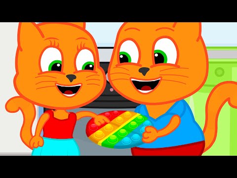 Família de Gatos - Pop It de Chocolate Desenho Animado em Português Brasil