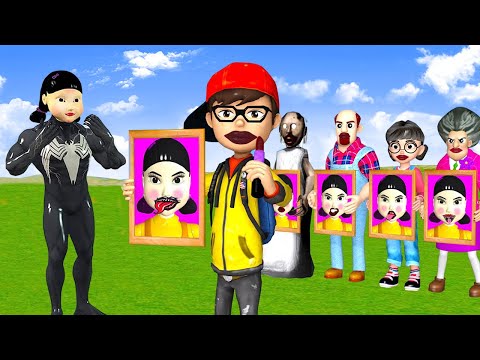 Scary Teacher 3D vs Squid Game Paint Recover Lips DOLL VENOM Nice 5 Times Challenge