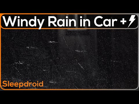 ► Hard Rain in the Car with Heavy Wind and Thunder Sounds for Sleeping