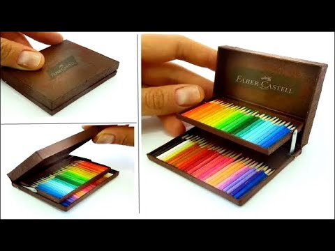 DIY MINIATURA REALISTA DE LAPICES DE COLOR FABER CASTELL MUÑECAS BARBIE MANUALIDADES SCHOLL SUPLIES