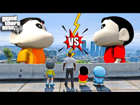 Shin chan Vs Pinchan Fight! Doraemon & Franklin Helping Shin chan Gta 5 in Telugu