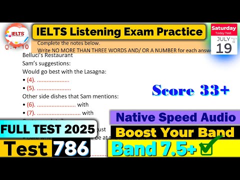 IELTS Listening Practice Test 2025 with Answers | Actual Exam - 786
