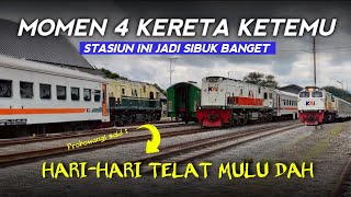 PERJUMPAAN 4 KERETA SEKALIGUS‼️Hari yang Sibuk di Stasiun Kalisat Gara-gara Satu Kereta Telat