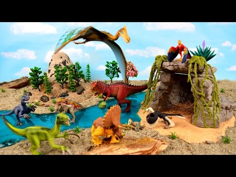 Learn Dinosaur Names with Schleich Toys T-Rex vs Carnotaurus Battle Attack