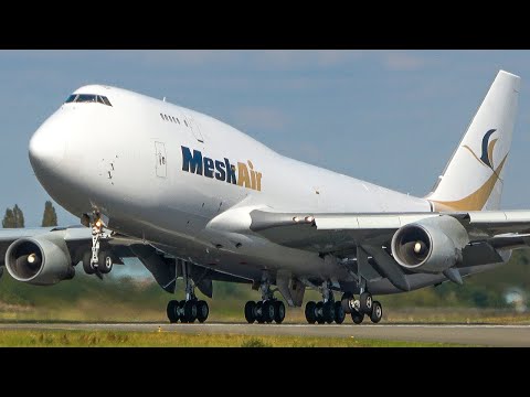 BOEING 747 DEPARTURE + LANDING - RARE CARGO PLANES at LIEGE (4k)