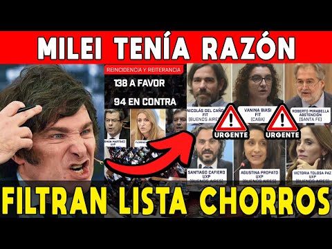 KARMA 🚨FILTRAN LISTA DE CHORROS DEL CONGRESO QUE VOTARON A FAVOR DE DELINCUENTES: MILEI TENÍA RAZÓN