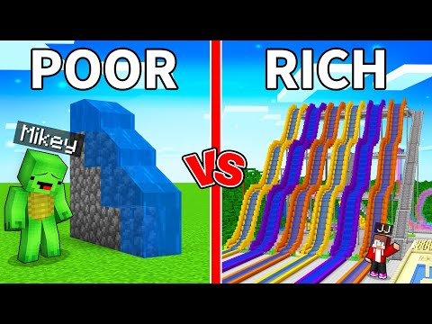 Mikey POOR vs JJ RICH Waterpark House Survival Battle in Minecraft (Maizen)