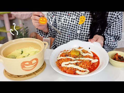 SUB) 입맛 되살리는 여름 집밥🥢 출근 전 망고케이크 만들고🥭 도시락 싸는 루틴 | 메밀 김밥, 단호박 크림치즈머핀, 지락실불닭, 푸딩계란찜, 얼갈이배추 비빔밥, 순댓국