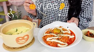 SUB) 입맛 되살리는 여름 집밥🥢 출근 전 망고케이크 만들고🥭 도시락 싸는 루틴 | 메밀 김밥, 단호박 크림치즈머핀, 지락실불닭, 푸딩계란찜, 얼갈이배추 비빔밥, 순댓국
