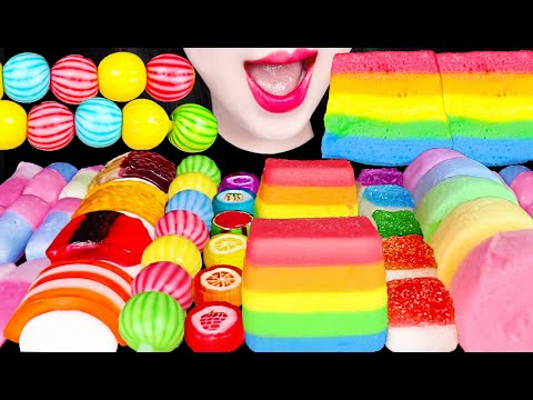ASMR Rainbow Marshmallow Candy 레인보우 마쉬멜로우 먹방 Mukbang, Eating