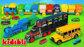 Aprender Cores e Formas 🚚 Caminhões de Cimento & Máquinas de Construção para Crianças | Kidibli