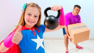 ¡Nastya se convierte en superhéroe y ayuda a papá!