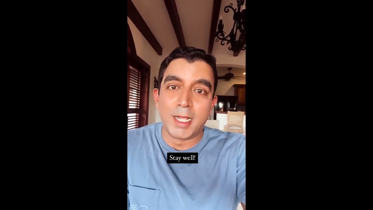 Person encouraging viewers to stay well.