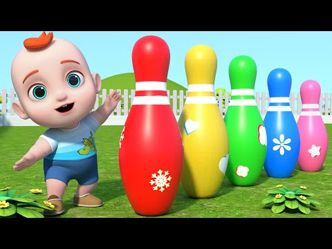 Baby Leo Plays Giant Bowling Ball | Learn Colors | Leo Nursery Rhymes