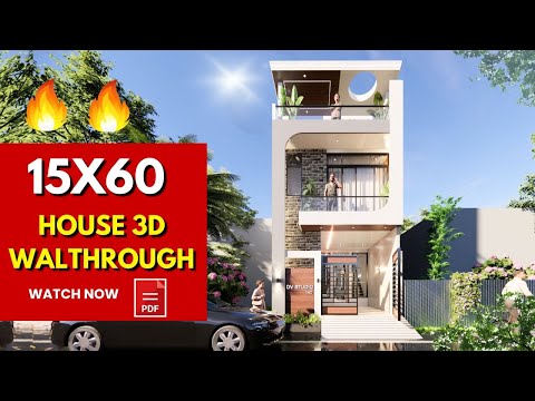 15x60 House plans 3D | 5bhk | DOUBLE HEIGHT LIVING AREA | 4.5x6 Meters || DV Studio