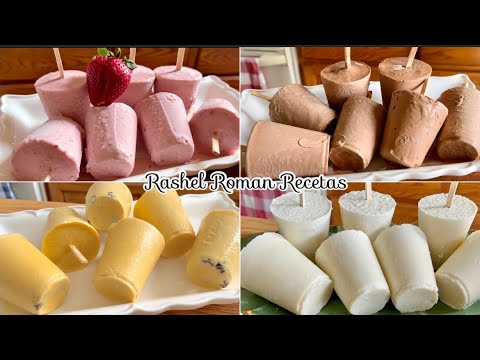 PALETAS HELADAS CREMOSITAS 😋 Fresa,chocolate,vainilla y coco