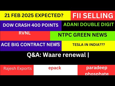 LATEST SHARE MARKET NEWS💥21 FEB💥NIFTY NEWS💥DOW CRASH NTPC GREEN NEWS ADANI PORT NEWS PART-1&2