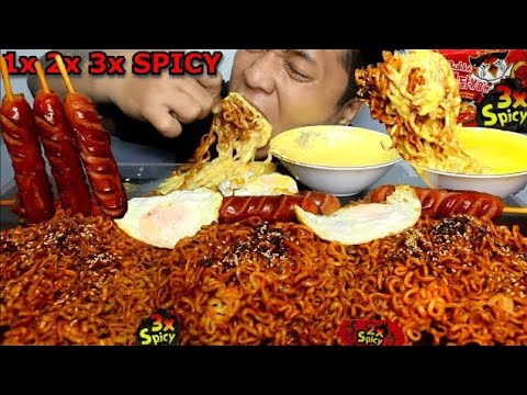 Koryano koryano 1x 2x 3x SPICY SAMYANG NUCLEAR FIRE NOODLES x KOREAN SAUSAGE x KOREAN EGG Mukbang