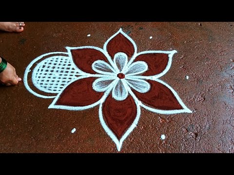 Aani masam simple kolam🌹//5*3 Beautiful rangoli🌹//aadivelli special kolam🌹//creative rangoli design