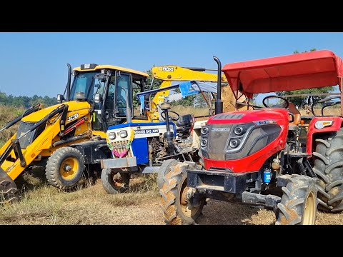 Jcb 3dx Eco Backhoe Machine Loading Red Mud In Mahindra and Swaraj Tractor | Jcb and Tractor Cartoon