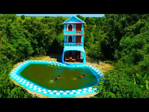 [Full Video] Building 3-Story Mud Resort House And Big Swimming Pool