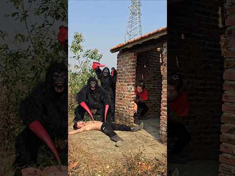 2 Gorilla Monsters Attack Young Man