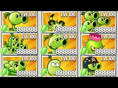 PVZ 2 - Random 35 Green Plants Max Level Power Up vs All Zombies - Who Will Win?