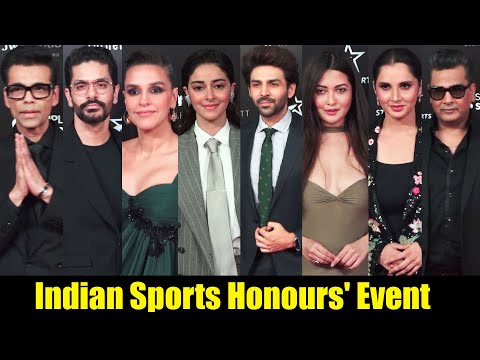 Kartik Aaryan, Ananya Panday, Karan Johar, Sonal, Neha & Kim Grace The 'Indian Sports Honours' Event