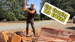 Splitting firewood, No chopping block. Do this 