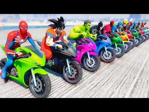 GTA V Spider-Man 2 vs Superheroes Join in The Epic New Stunt Racing