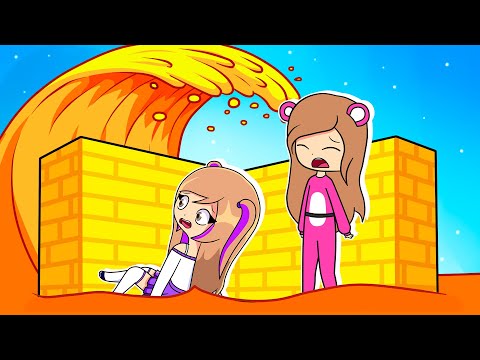 Construye Para SOBREVIVIR al TSUNAMI DE LAVA en Roblox con Mandarina !! 🌊🔥