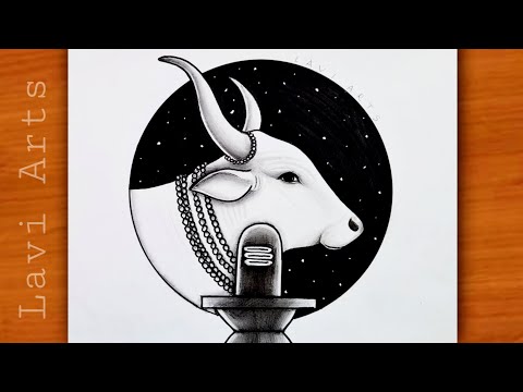 How to make Mahadev Shivling and nandi baba| Maha Shivratri drawing | Mahadev| Drawing |Chitra चित्र