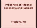 Exploring Properties of Rational Exponents and Radicals