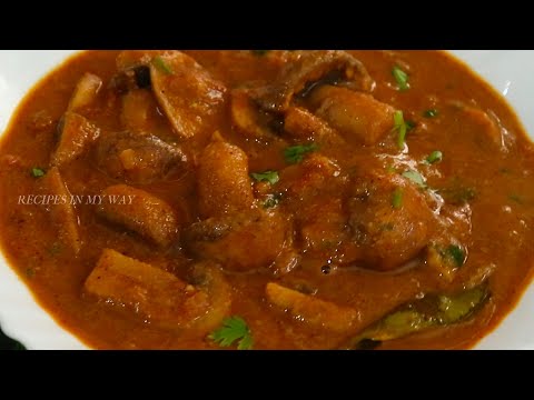 MUSHROOM GRAVY - CHETTINADU MUSHROOM - காளான் குழம்பு - செட்டிநாடு காளான் குழம்பு - MUSHROOM CURRY