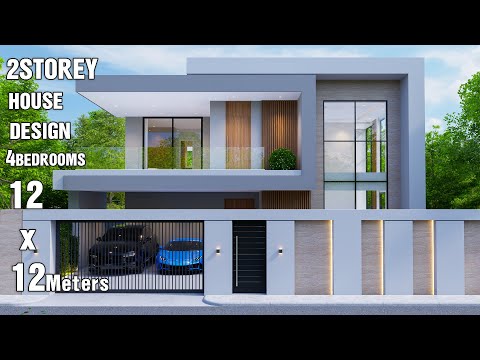 Modern House Design | 12 x 12 Meters 2storey | 4Bedrooms (Modern interior)