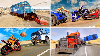 Dangerous driving and car, motorbike and train accidents⚡️ 😱 [BeamNG.Drive] - WOW cars and vehicles