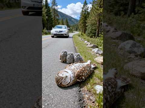 Kind Man Rescues Owl and Her Chicks on the Roadside– Heartwarming Wildlife Story #rescue #wildlife