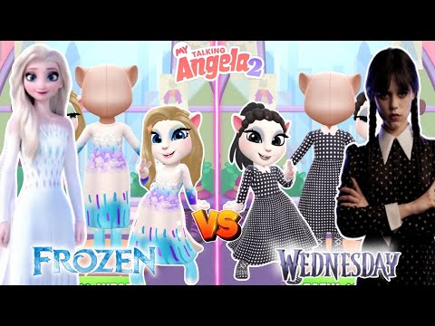 My Talking Angela'm 2 | Frozen | Elsa vS Wednesday | New Update | cosplay