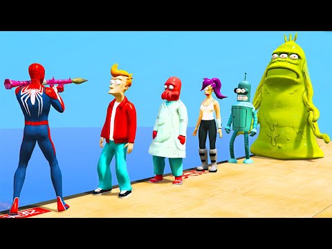 GTA 5 Crazy Ragdolls RED SPIDERMAN VS FUTURAMA (Euphoria Physics & Funny Moments)