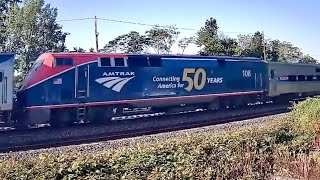 CP Train Meets CSX Tanker Train! CSX and NS Trains Meet! Amtrak 50th Anny Unit CSX GP40 + SLUG Units