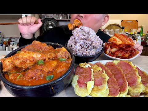 땡초뚝도리탕+소시지계란전+배추김치+고봉밥  얼큰~한 것이 땡길때 MUKBANG