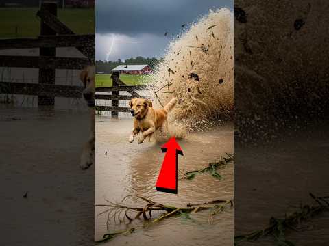 Golden Retriever Saves Horse From Flood! #animals #animalrescue