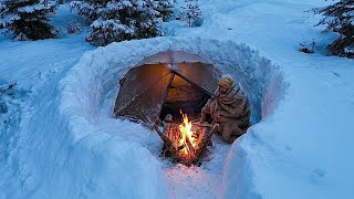 Solo SURVIVAL in DEEP SNOW at -13°C | EXTREME WINTER Camping. Bushcraft | Hot Tent
