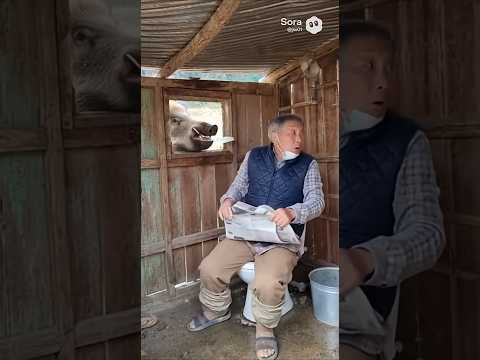 시골 화장실에 난입한 멧돼지 #코믹 #shorts