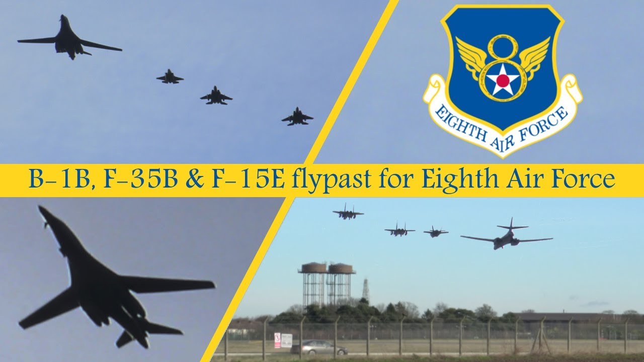 B-1B Bomber & Fighters Flypast | Eighth Air Force 80th Anniversary￼