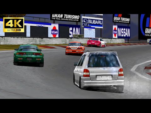 PS1【グランツーリスモ】を4Kで蘇らせてみた!! デミオvsハイパワーGTvsJTCC ハイパワー車が止まり切れずにコースアウトw Granturismo1 4K60FPS Game Play#35