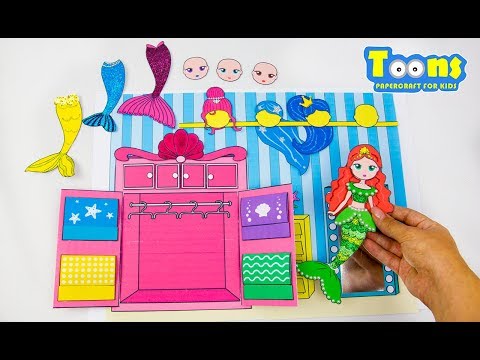 MERMAID PAPER DOLL WARDROBE GLITTER DRESSE TAILS ACCESSORIEES FOR DOLLS HOW TO DRAW DIY FOR GIRLS