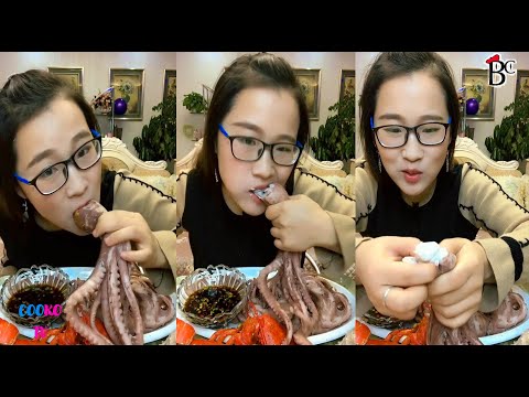 【Mukbang ASMR Seafood】She is very greedy to eat seafood lobster, octopus, crab 。10