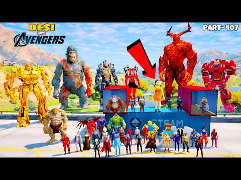 DESI Avengers Playing SQUID GAME With God Kratos in GTA 5 | GTA V MODS #407