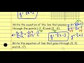 Writing Equations in Slope Intercept Form